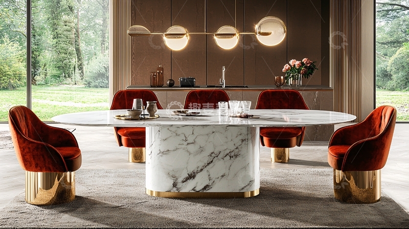 高清大图下载【趣麦麦图】现代简约大理石餐桌