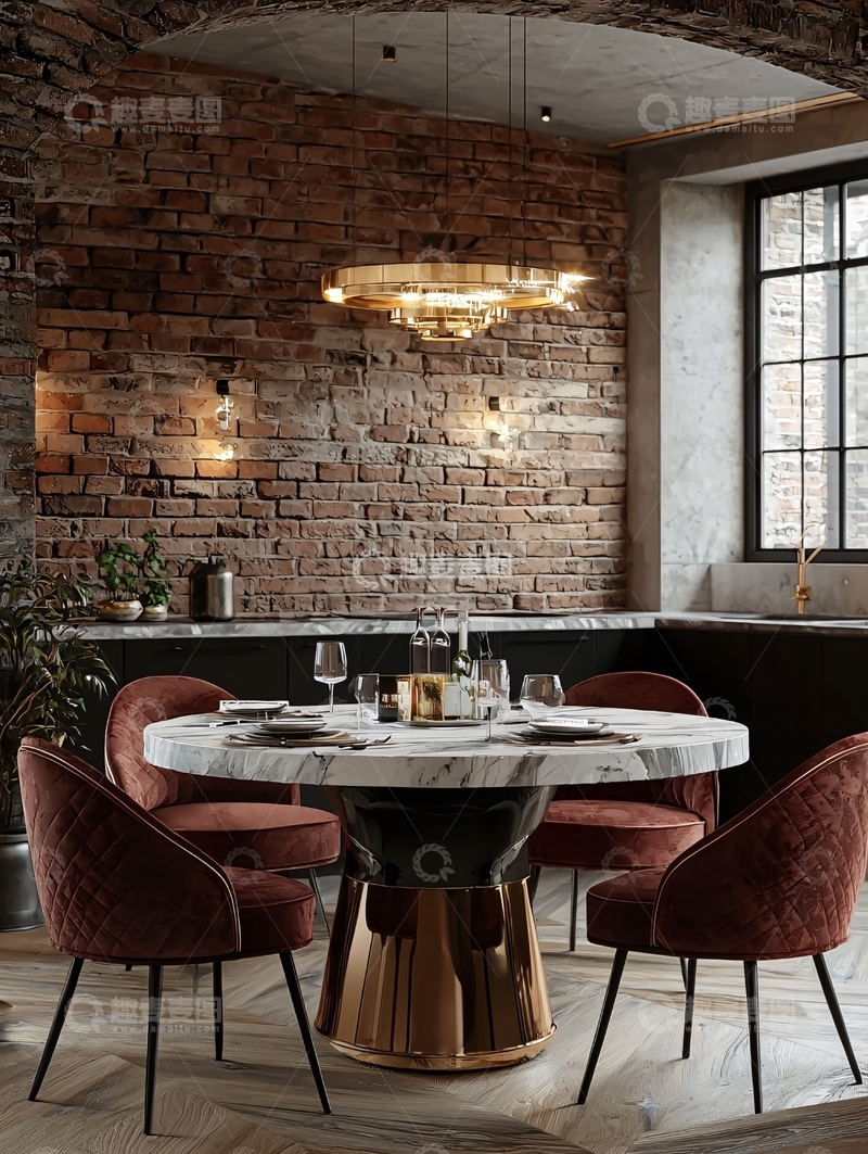 高清大图下载【趣麦麦图】红酒色餐椅