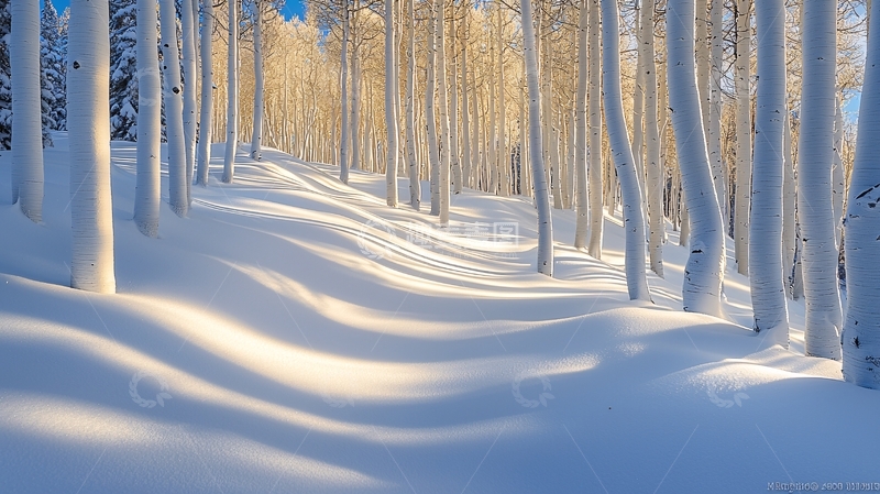 高清大图下载【趣麦麦图】冬日白杨林雪景