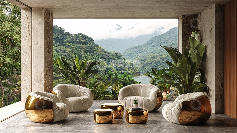 高清大图下载【趣麦麦图】现代极简风阳台休闲区