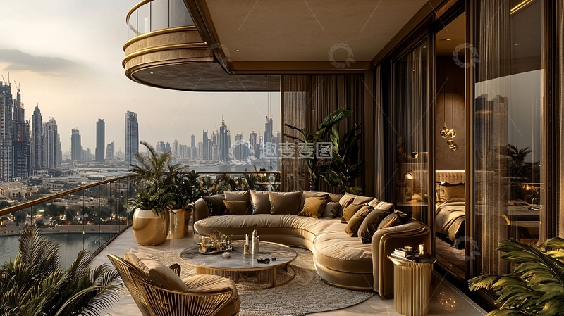 高清大图下载【趣麦麦图】迪拜奢华公寓阳台
