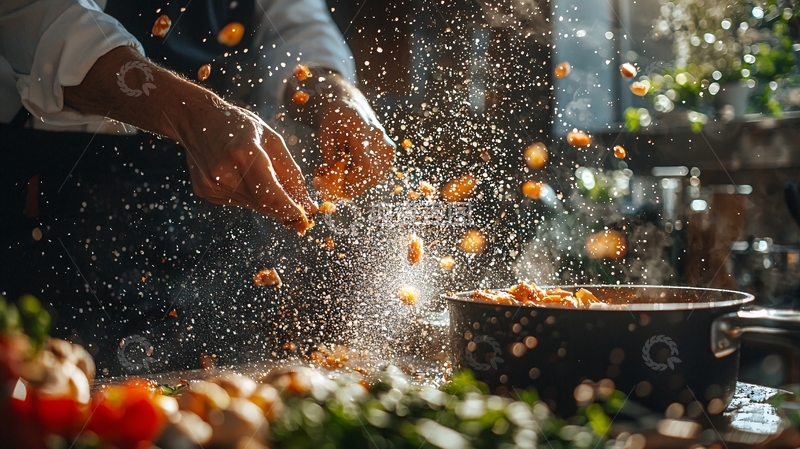 高清大图下载【趣麦麦图】厨师烹饪食物特写