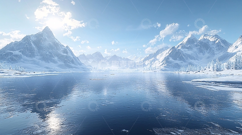 高清大图下载【趣麦麦图】雪山湖泊风景