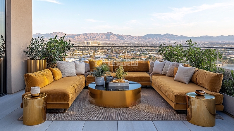高清大图下载【趣麦麦图】户外金色沙发