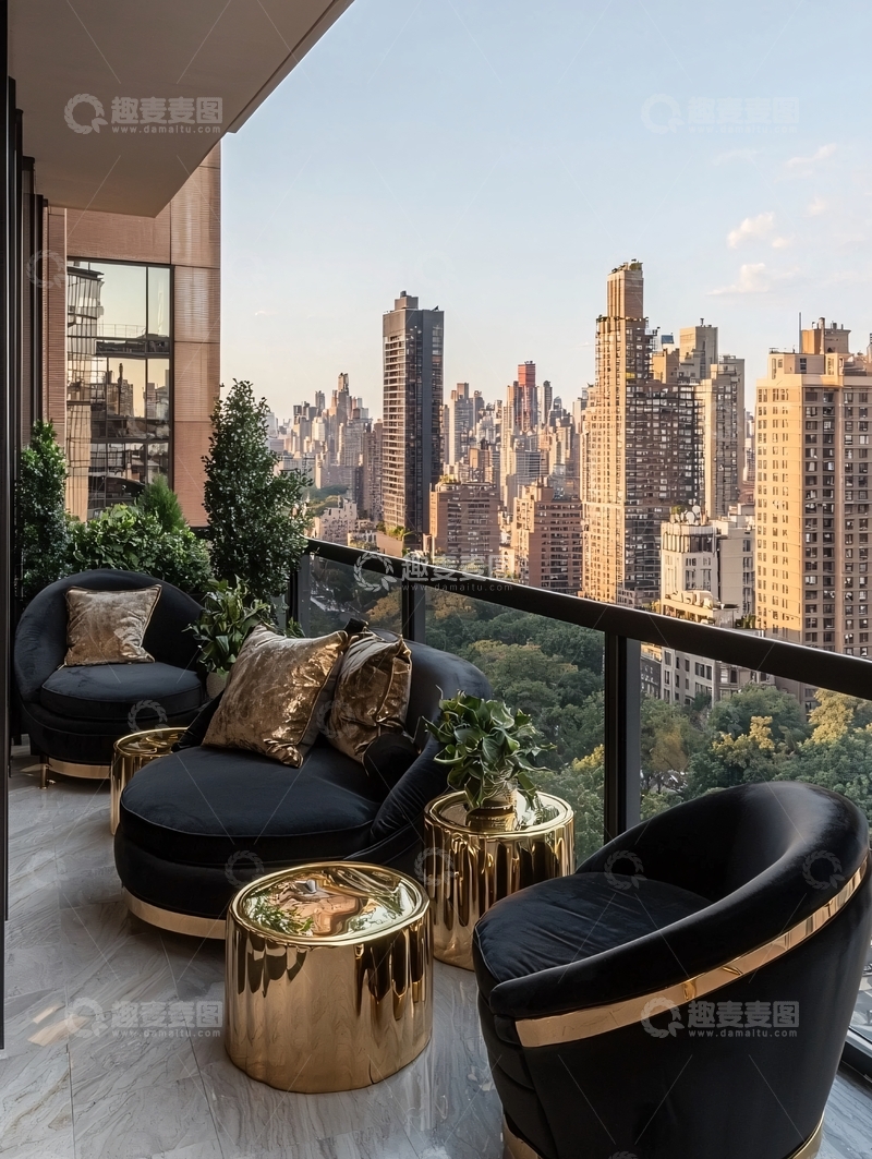 高清大图下载【趣麦麦图】高层公寓阳台夜景