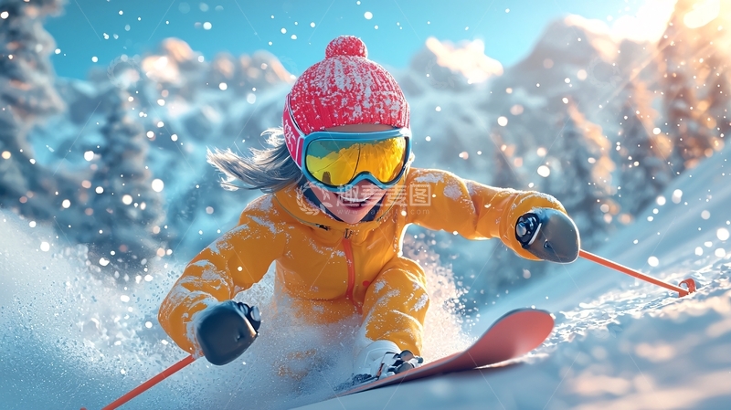 高清大图下载【趣麦麦图】儿童滑雪