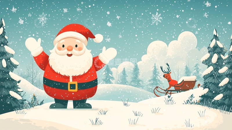 高清大图下载【趣麦麦图】圣诞老人雪景图