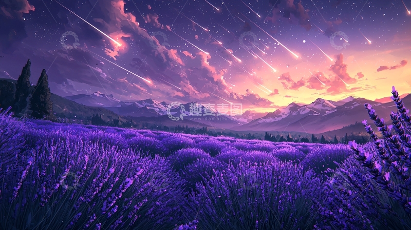 高清大图下载【趣麦麦图】梦幻薰衣草流星雨