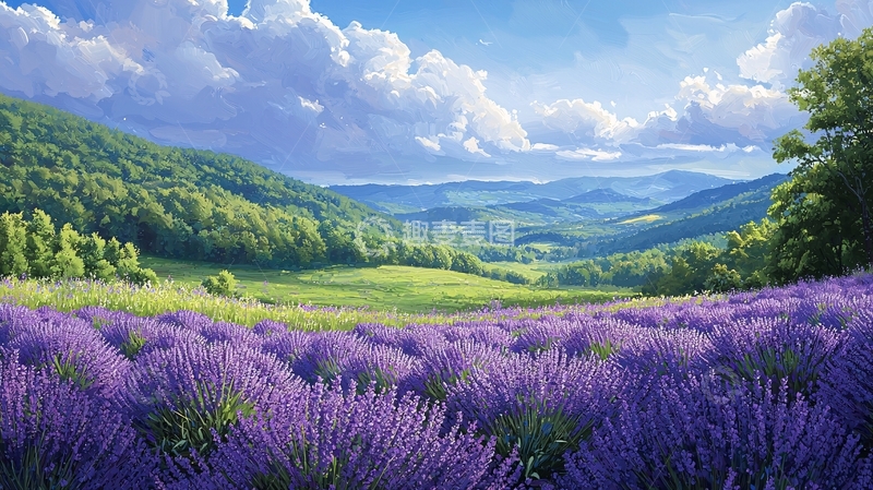 高清大图下载【趣麦麦图】薰衣草田园风光