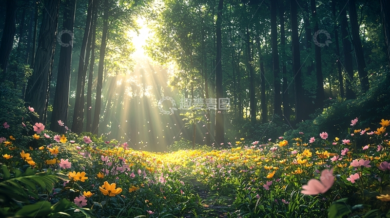高清大图下载【趣麦麦图】森林阳光花海