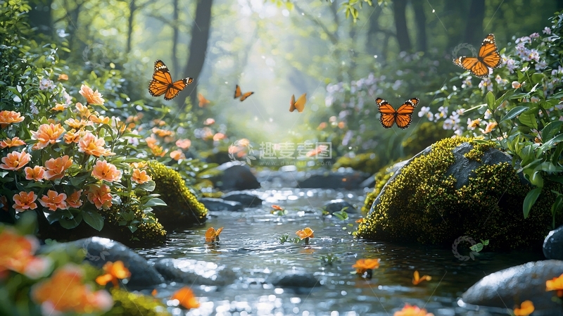 高清大图下载【趣麦麦图】森林小溪