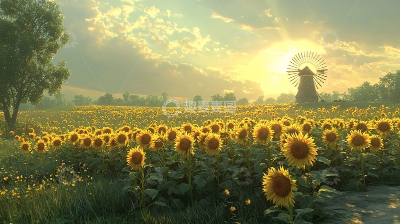 高清大图下载【趣麦麦图】向日葵田园风光