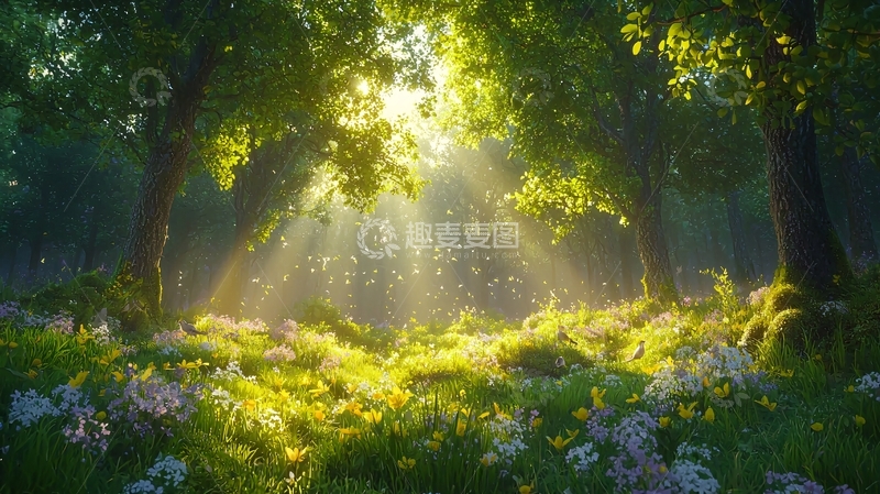 高清大图下载【趣麦麦图】森林阳光