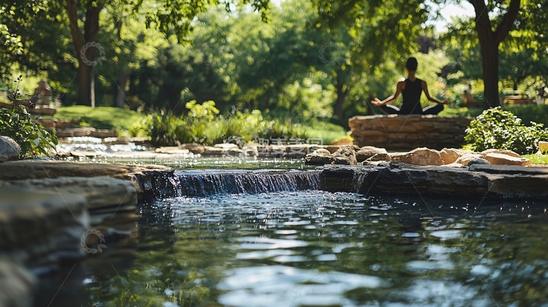 高清大图下载【趣麦麦图】公园瑜伽