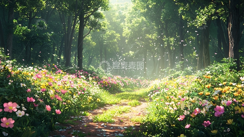 高清大图下载【趣麦麦图】阳光森林小路