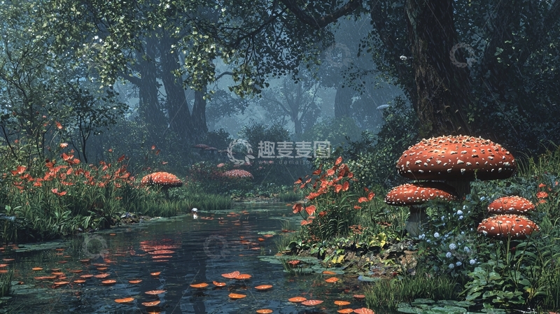 高清大图下载【趣麦麦图】梦幻森林小溪