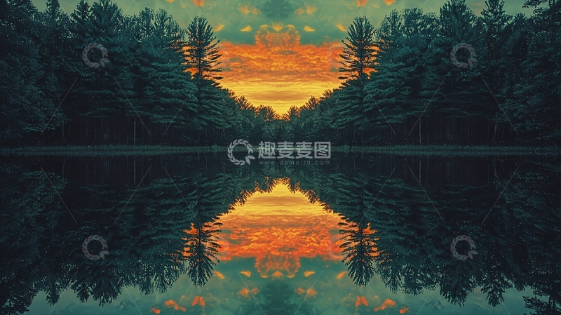 高清大图下载【趣麦麦图】森林倒影