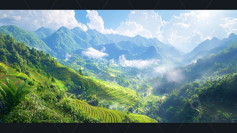 高清大图下载【趣麦麦图】山峦叠嶂云雾缭绕