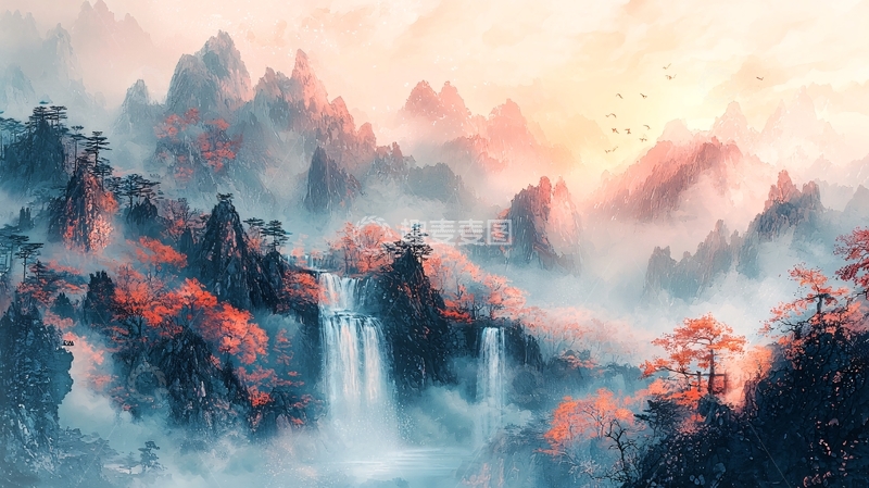 高清大图下载【趣麦麦图】水墨山水云雾缭绕唯美意境