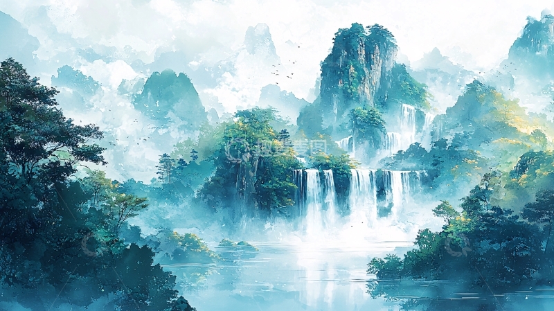 高清大图下载【趣麦麦图】水墨山水画1019