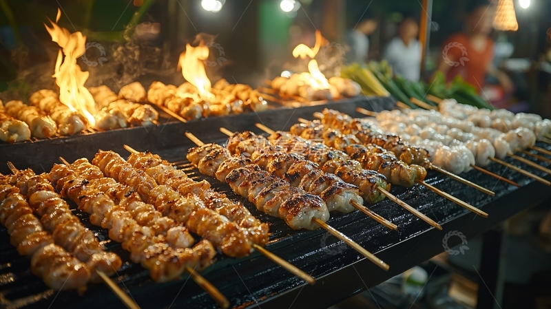 高清大图下载【趣麦麦图】夜市烧烤摊位