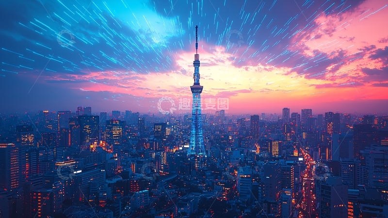 高清大图下载【趣麦麦图】东京晴空塔夜景
