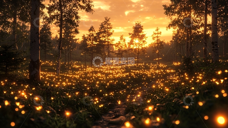 高清大图下载【趣麦麦图】森林黄昏