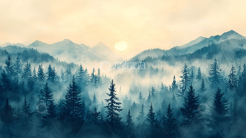 高清大图下载【趣麦麦图】雾气山峦