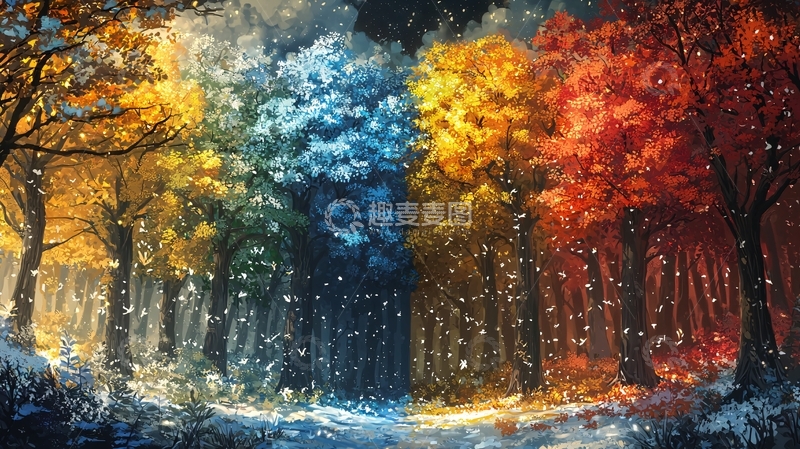 高清大图下载【趣麦麦图】四季森林