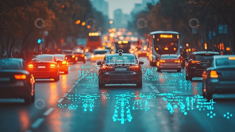 高清大图下载【趣麦麦图】夜晚城市道路车辆行驶