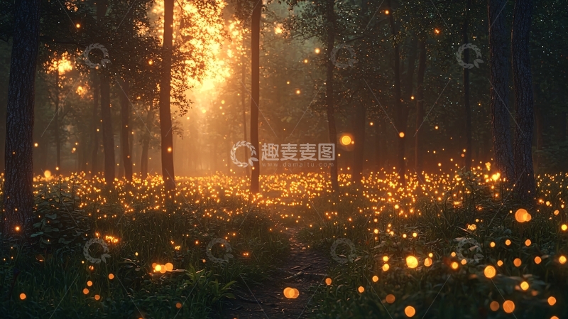 高清大图下载【趣麦麦图】萤火虫森林36