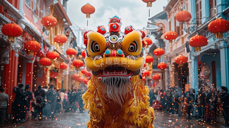 高清大图下载【趣麦麦图】舞狮表演