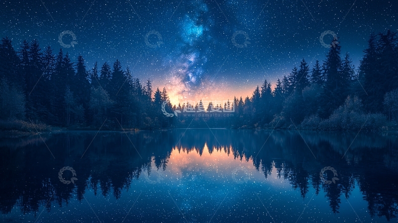 高清大图下载【趣麦麦图】星空倒影湖泊