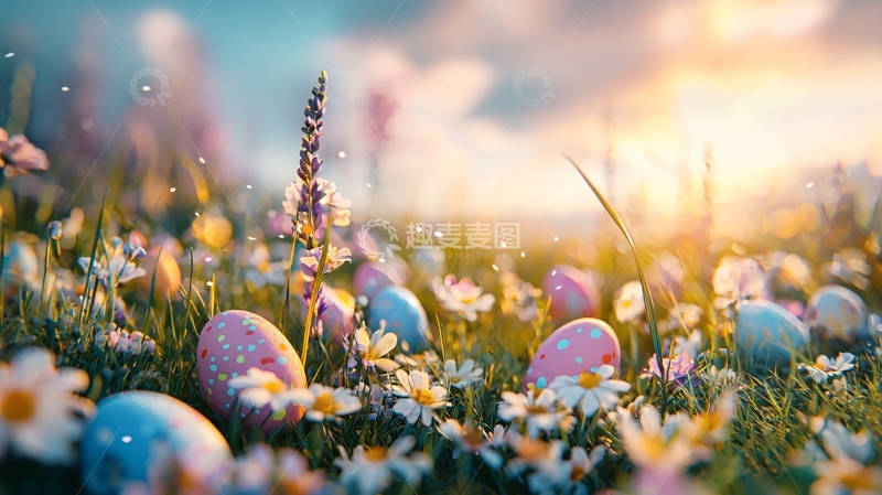 高清大图下载【趣麦麦图】复活节彩蛋在草地上