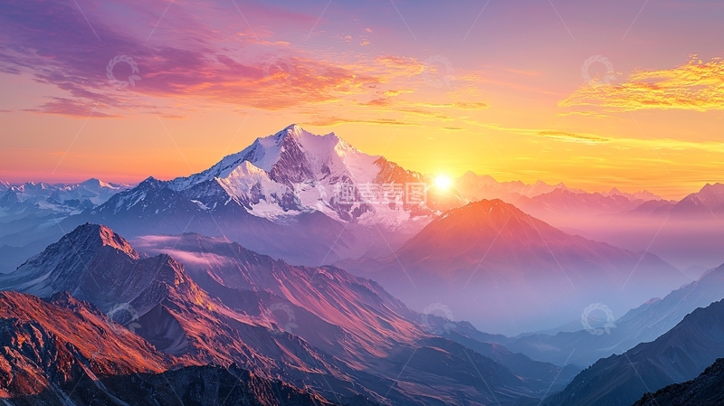 高清大图下载【趣麦麦图】日出雪山高清壁纸