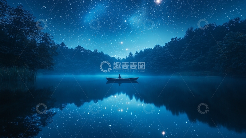 高清大图下载【趣麦麦图】星空下的湖泊