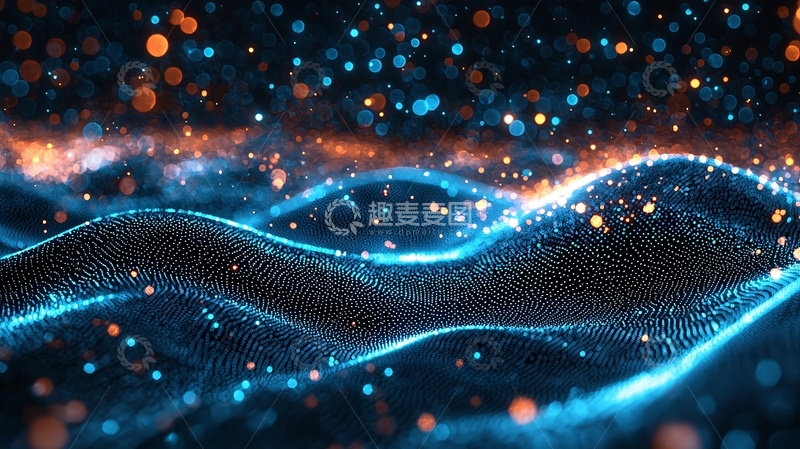 高清大图下载【趣麦麦图】蓝色粒子波浪67