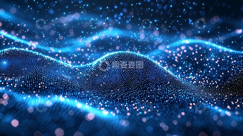 高清大图下载【趣麦麦图】蓝色粒子波浪68