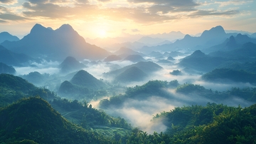 日出云海山峰景色