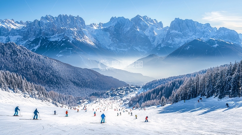 高清大图下载【趣麦麦图】雪山滑雪胜地