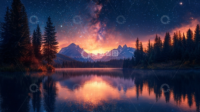 高清大图下载【趣麦麦图】星空倒影