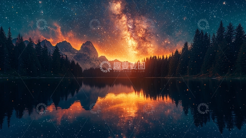 高清大图下载【趣麦麦图】星空倒影