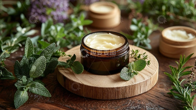 高清大图下载【趣麦麦图】草本植物护肤霜