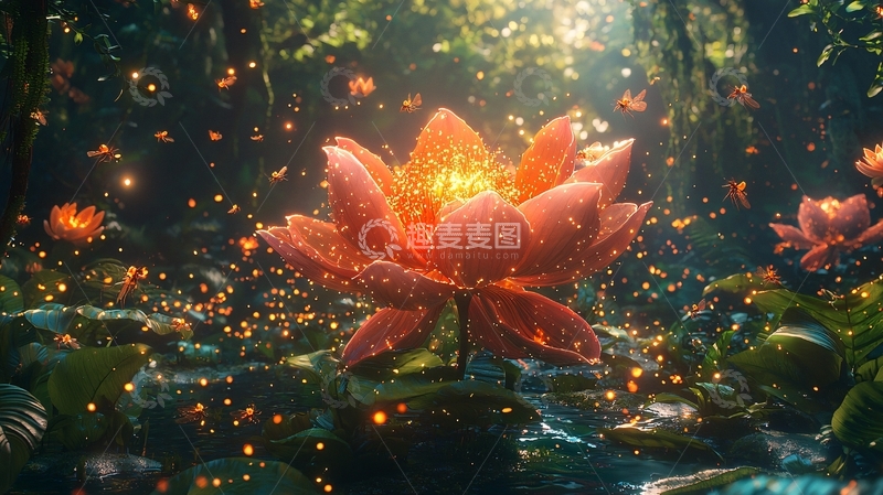 高清大图下载【趣麦麦图】发光莲花