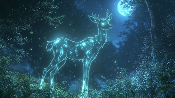 月光下发光的小鹿