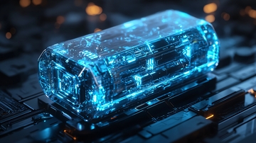 科技感蓝色能量电池