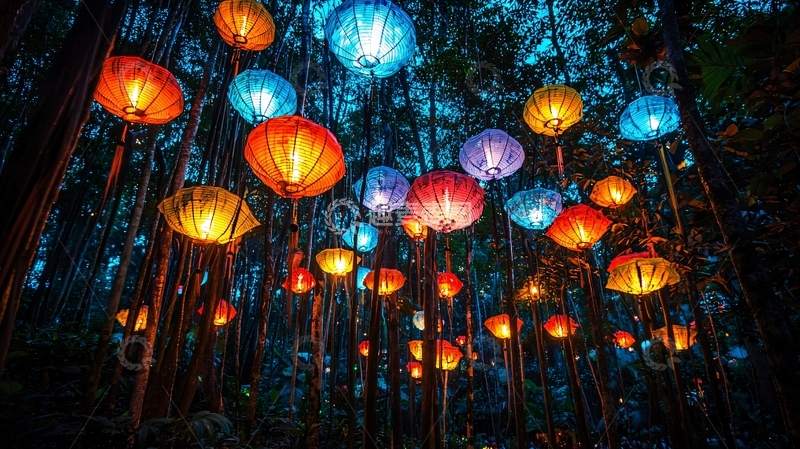 高清大图下载【趣麦麦图】森林彩灯