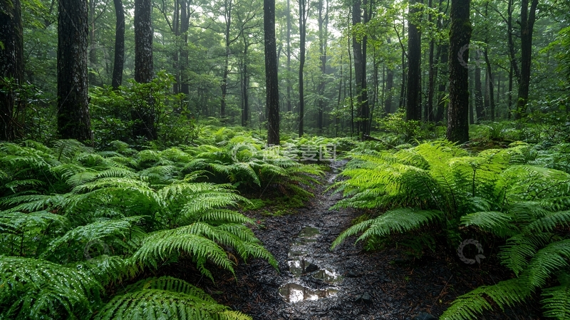 高清大图下载【趣麦麦图】雨后森林小路