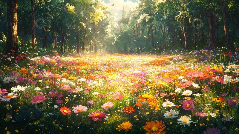 高清大图下载【趣麦麦图】阳光森林花海