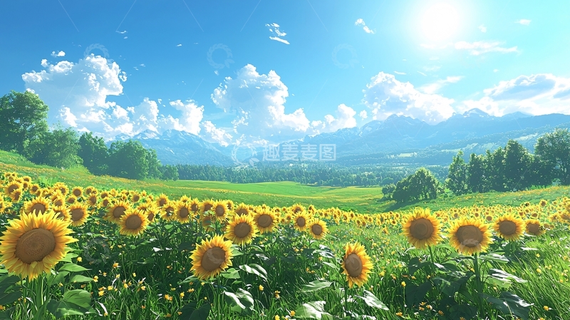 高清大图下载【趣麦麦图】向日葵田园风光
